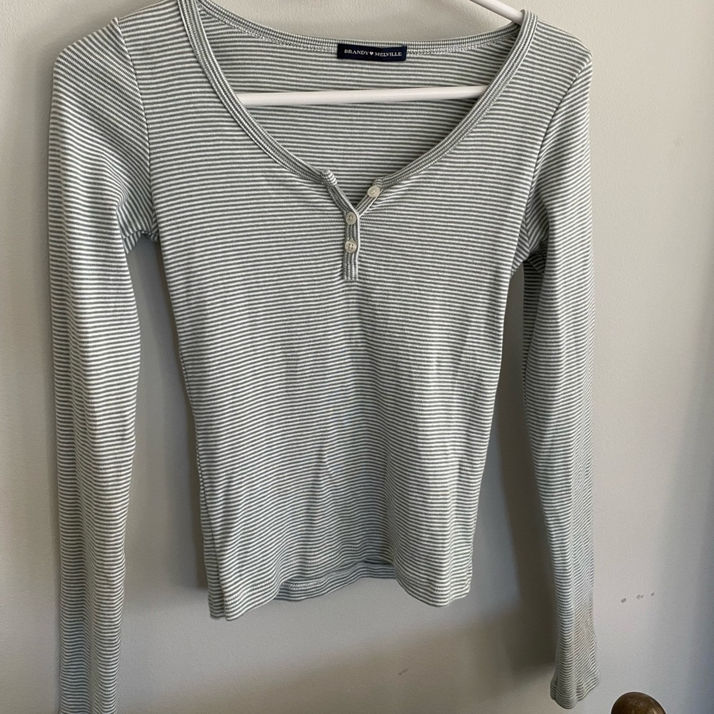 Green Stripe Long Sleeve Top